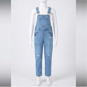 Urban Kids Light Wash Distressed Denim Skinny Overalls Girls 10